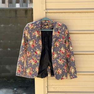 Lilac flower print MYMSTORM blazer w/ back panel paint “YONIVERSE”